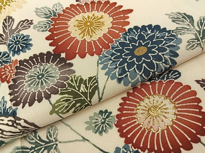 平和屋着物●訪問着　型染め　七宝菊文　暈し染め　金彩　正絹　逸品　BAAY8131hj