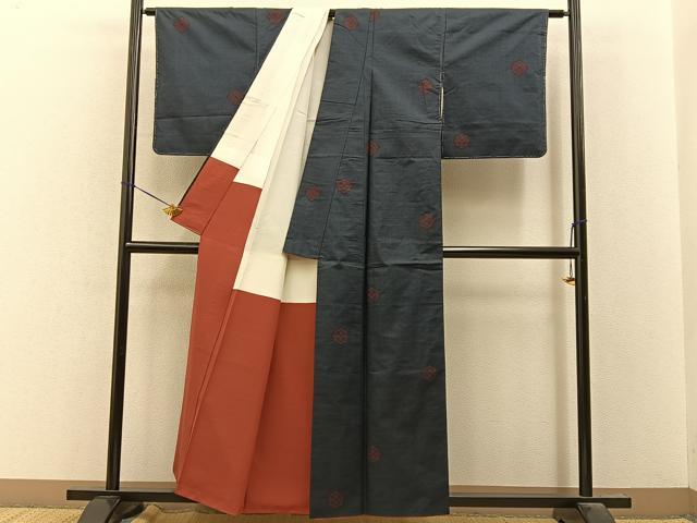 平和屋着物■本場大島紬　7マルキ　吉祥花菱文　正絹　逸品　未使用　BAAY8133hj