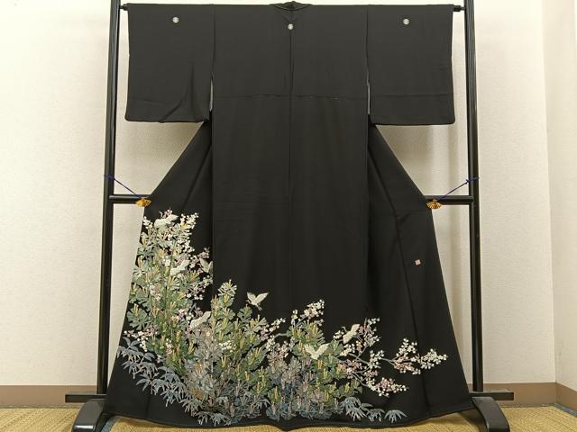 平和屋着物●本加賀友禅作家　月田瑞穂　黒留袖　松竹梅　飛鶴文　正絹　逸品　BAAY8137hj