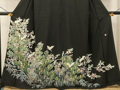 平和屋着物●本加賀友禅作家　月田瑞穂　黒留袖　松竹梅　飛鶴文　正絹　逸品　BAAY8137hj