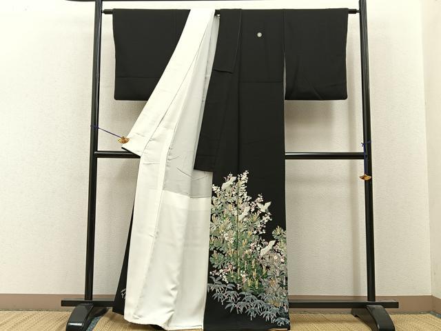 平和屋着物●本加賀友禅作家　月田瑞穂　黒留袖　松竹梅　飛鶴文　正絹　逸品　BAAY8137hj