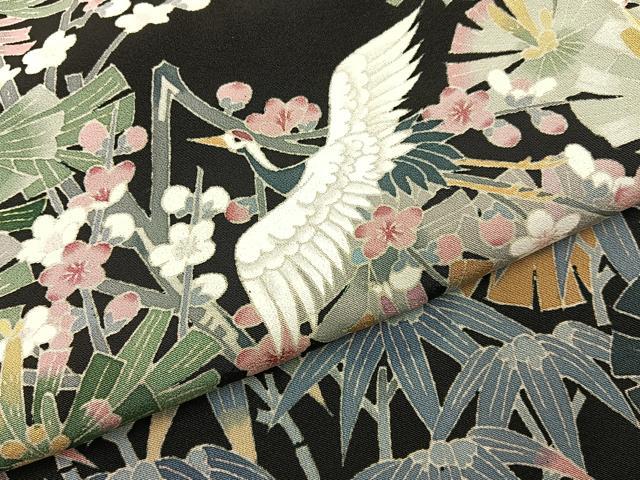 平和屋着物●本加賀友禅作家　月田瑞穂　黒留袖　松竹梅　飛鶴文　正絹　逸品　BAAY8137hj