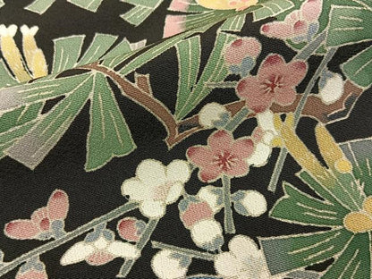平和屋着物●本加賀友禅作家　月田瑞穂　黒留袖　松竹梅　飛鶴文　正絹　逸品　BAAY8137hj