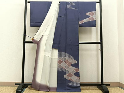 平和屋着物■訪問着　菱松葉文　正絹　逸品　BAAY8139hj