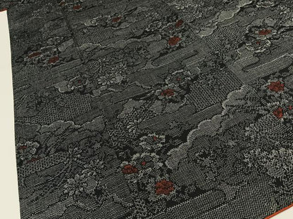 平和屋着物■上質な紬　雲重ね花文　正絹　逸品　BAAY8146hj