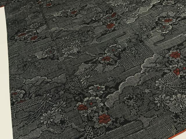 平和屋着物■上質な紬　雲重ね花文　正絹　逸品　BAAY8146hj