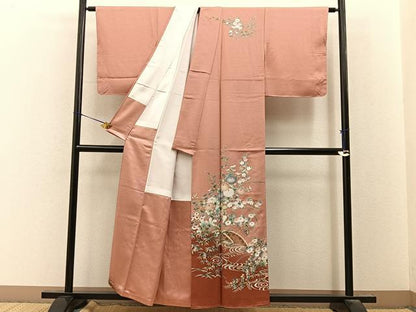 平和屋着物■訪問着　流水秋草文　暈し染め　銀彩　正絹　逸品　未使用　BAAY8153hj