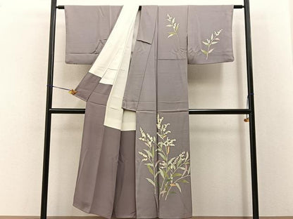 平和屋着物■本加賀友禅作家　成竹登茂男　訪問着　草花文　正絹　逸品　BAAY8155hj