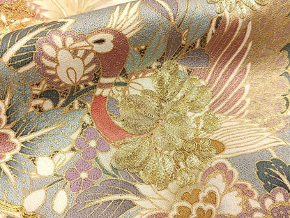 平和屋着物●豪華色留袖　駒刺繍　鳳凰更紗花文　金彩　正絹　逸品　BAAY8160hj