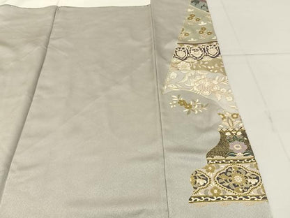平和屋着物●豪華色留袖　駒刺繍　鳳凰更紗花文　金彩　正絹　逸品　BAAY8160hj