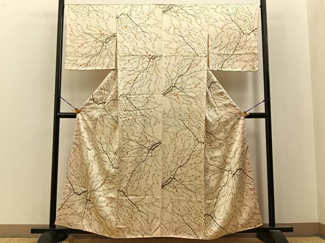 平和屋着物■上質な小紋　枝梅文　正絹　逸品　BAAY8161hj