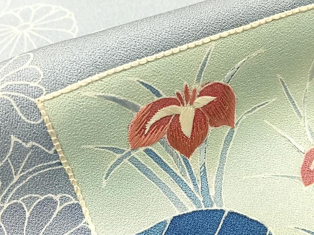平和屋着物■色留訪問着　刺繍　色紙重ね吉祥花文　金糸　正絹　逸品　BAAY8165hj