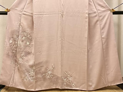 平和屋着物■訪問着　刺繍　檜扇花文　暈し染め　銀糸　正絹　逸品　BAAY8168hj
