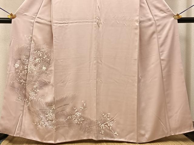 平和屋着物■訪問着　刺繍　檜扇花文　暈し染め　銀糸　正絹　逸品　BAAY8168hj