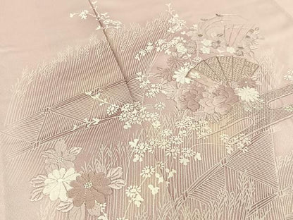 平和屋着物■訪問着　刺繍　檜扇花文　暈し染め　銀糸　正絹　逸品　BAAY8168hj