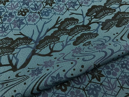 平和屋着物■上質な小紋　松竹梅　横段花鳥文　正絹　逸品　BAAY8178hj