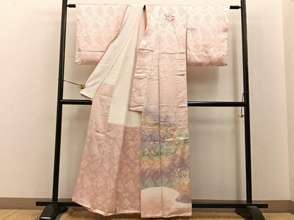 平和屋着物●訪問着　刺繍　飾花文　暈し染め　金銀彩　正絹　逸品　BAAY8183hj