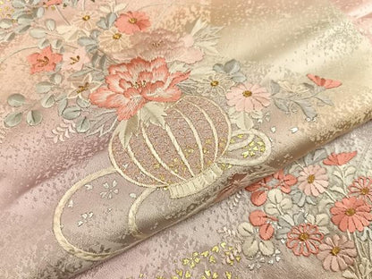 平和屋着物●訪問着　刺繍　飾花文　暈し染め　金銀彩　正絹　逸品　BAAY8183hj