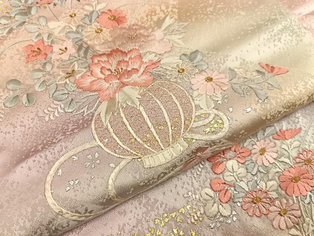 平和屋着物●訪問着　刺繍　飾花文　暈し染め　金銀彩　正絹　逸品　BAAY8183hj