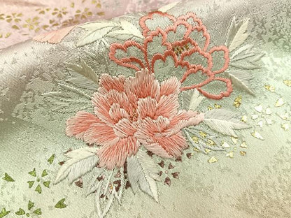平和屋着物●訪問着　刺繍　飾花文　暈し染め　金銀彩　正絹　逸品　BAAY8183hj