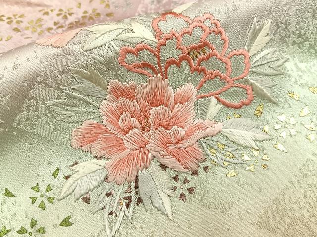 平和屋着物●訪問着　刺繍　飾花文　暈し染め　金銀彩　正絹　逸品　BAAY8183hj