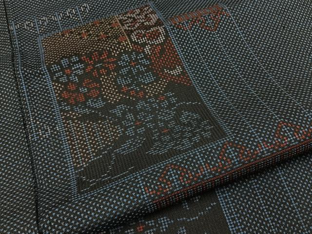平和屋着物■本場大島紬　7マルキ　色紙重ね花文　正絹　逸品　BAAY8185hj