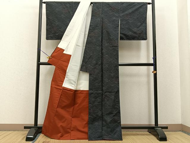 平和屋着物●本場大島紬　青海波　正絹　逸品　未使用　BAAY8199hj