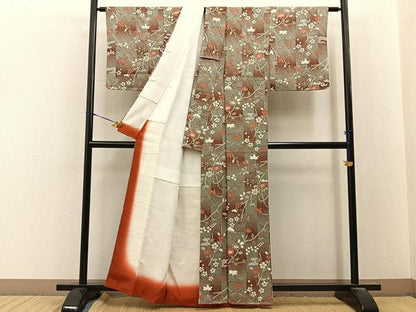 平和屋着物■上質な小紋　鹿の子花蝶文　金彩　正絹　逸品　未使用　BAAY8205hj