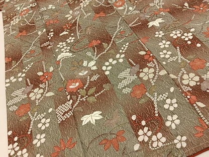 平和屋着物■上質な小紋　鹿の子花蝶文　金彩　正絹　逸品　未使用　BAAY8205hj