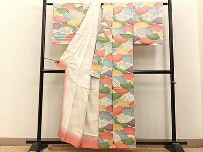 平和屋着物■上質な小紋　手描き　地紙風景文　正絹　逸品　BAAY8212hj