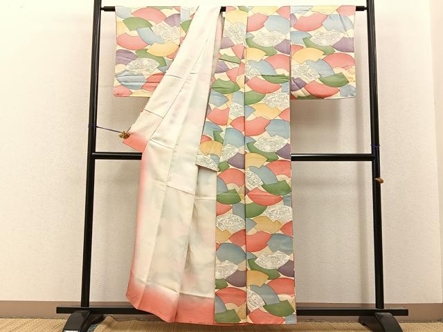 平和屋着物■上質な小紋　手描き　地紙風景文　正絹　逸品　BAAY8212hj