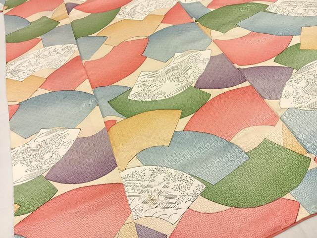 平和屋着物■上質な小紋　手描き　地紙風景文　正絹　逸品　BAAY8212hj