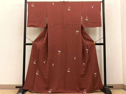 平和屋着物●上質な小紋　絞り　さくらんぼ　正絹　逸品　BAAY8217hj