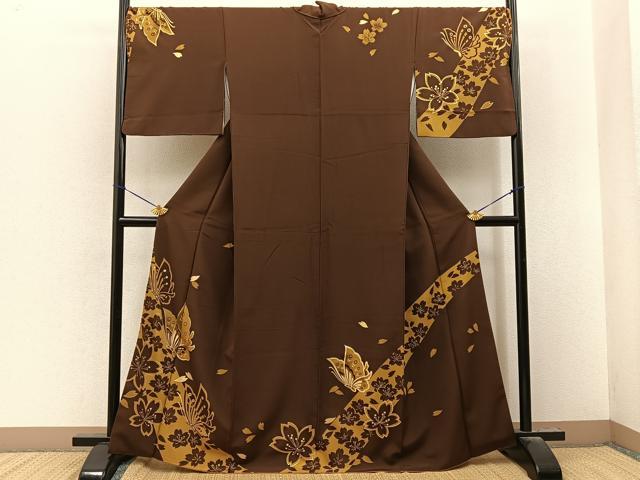 平和屋着物●訪問着　花蝶文　金彩　正絹　逸品　BAAY8219hj