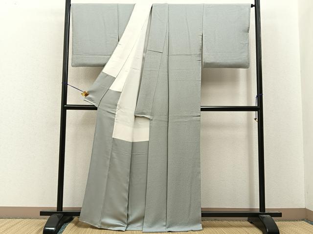 平和屋着物●本草木染作家　瑞寶　色無地　紋意匠　絹鼠色　正絹　逸品　BAAY8222hj