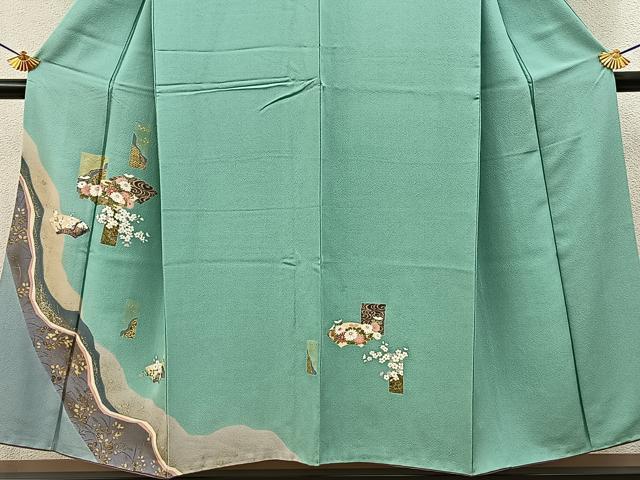 平和屋着物■訪問着　地紙草花文　金彩　正絹　逸品　BAAY8225hj