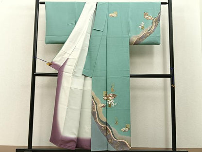 平和屋着物■訪問着　地紙草花文　金彩　正絹　逸品　BAAY8225hj
