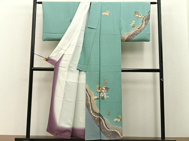 平和屋着物■訪問着　地紙草花文　金彩　正絹　逸品　BAAY8225hj
