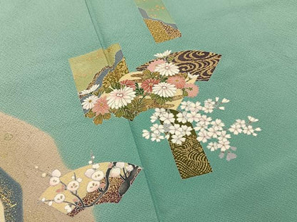 平和屋着物■訪問着　地紙草花文　金彩　正絹　逸品　BAAY8225hj