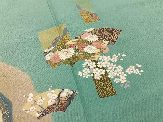 平和屋着物■訪問着　地紙草花文　金彩　正絹　逸品　BAAY8225hj