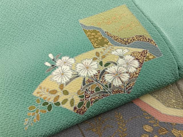 平和屋着物■訪問着　地紙草花文　金彩　正絹　逸品　BAAY8225hj
