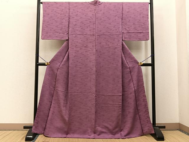平和屋着物●上質な色無地　霞地紋　蘇芳香色　正絹　逸品　BAAY8237hj