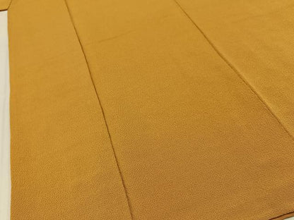 平和屋着物●上質な色無地　黄朽葉色　鬼しぼ縮緬　正絹　逸品　BAAY8238hj