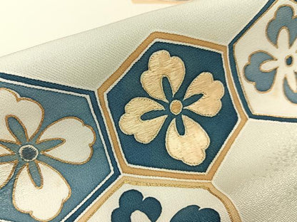 平和屋着物■訪問着　刺繍　亀甲花文　金彩　正絹　逸品　BAAY8245hj