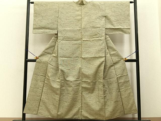平和屋着物■上質な紬　風景文　正絹　逸品　BAAY8246hj