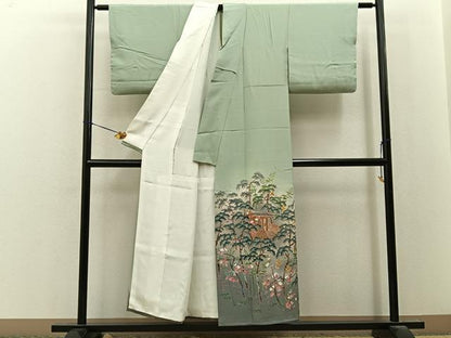 平和屋着物●本加賀友禅作家　寺莿新一　色留袖　松竹梅　飛鳥風景文　暈し染め　正絹　逸品　BAAY8255hj