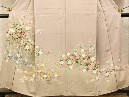 平和屋着物●訪問着　友禅　作家物　枝花文　暈し染め　正絹　逸品　BAAY8258hj