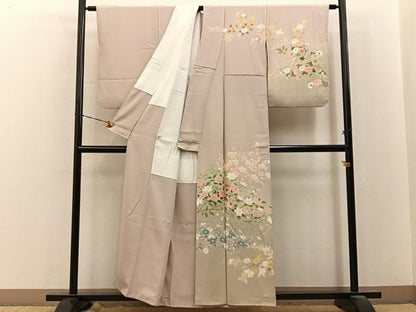 平和屋着物●訪問着　友禅　作家物　枝花文　暈し染め　正絹　逸品　BAAY8258hj