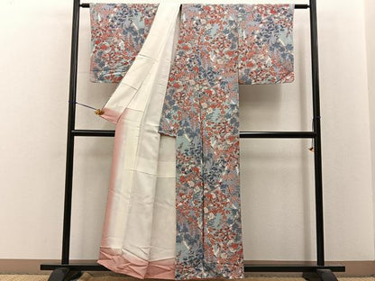 平和屋着物■上質な小紋　花鳥文　金彩　鬼しぼ縮緬　正絹　逸品　BAAY8261hj
