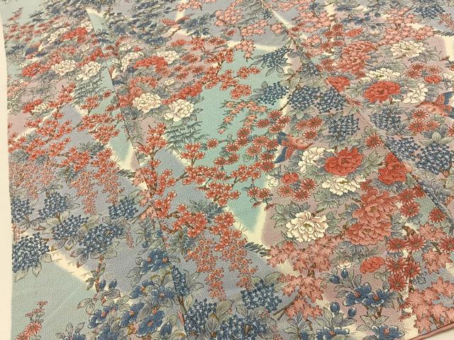 平和屋着物■上質な小紋　花鳥文　金彩　鬼しぼ縮緬　正絹　逸品　BAAY8261hj